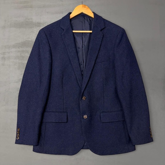 J.Crew Thompson Blazer Navy Blue Wool Blend Two Button Sport Coat 40S